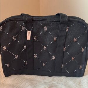 Victoria's Secret Black Travel Bag with Logo Pattern